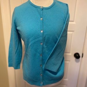 Ann Taylor Turquoise Cashmere Cardigan